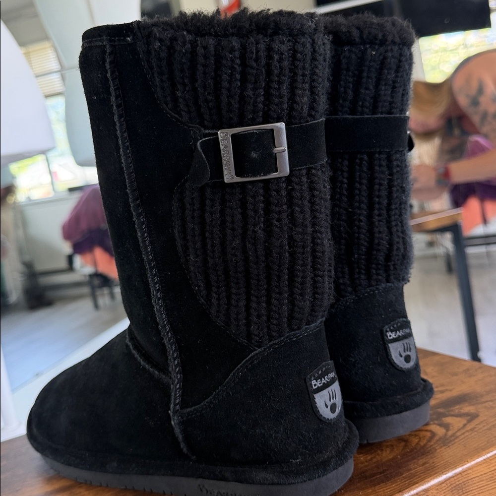BearPaw Black Suede Mid-Calf Winter Boots